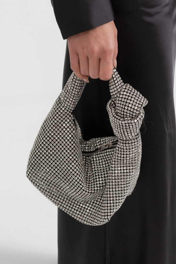 BOLSO TOTE METALIZADO CON LAZO - PLATA
