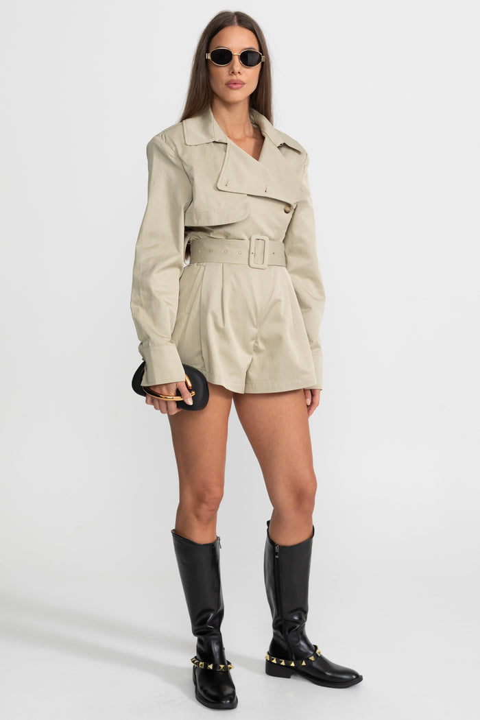 MONO TRENCH CON CINTURÓN - BEIGE