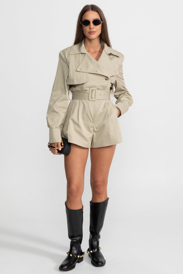 MONO TRENCH CON CINTURÓN - BEIGE