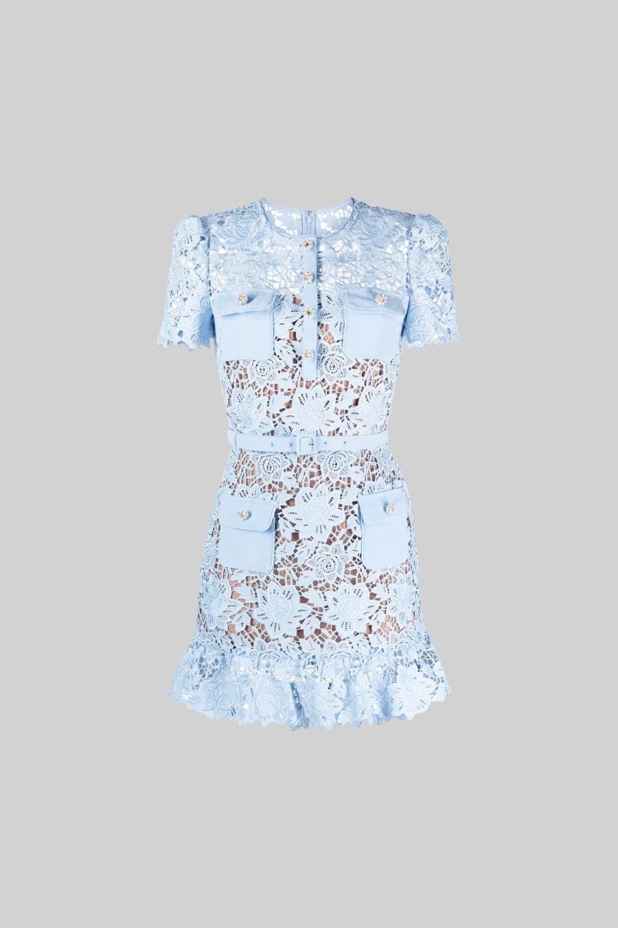 VESTIDO FLORAL BORDADO DE MANGA CORTA