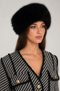 SOMBRERO DE PELO SINTÉTICO DE ALA ANCHA - NEGRO