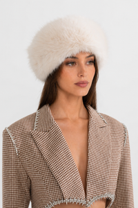 SOMBRERO DE PELO SINTÉTICO DE ALA ANCHA - MARFIL
