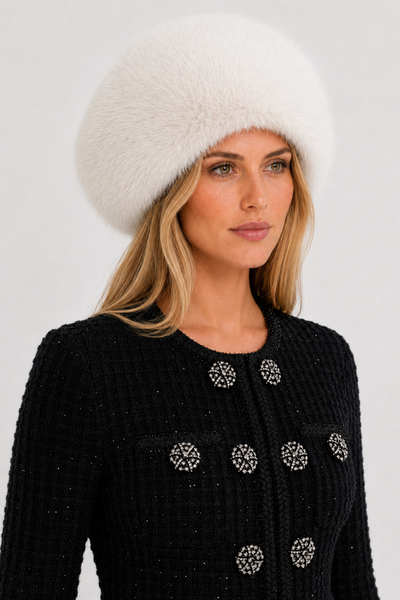 SOMBRERO DE PELO SINTÉTICO DE ALA ANCHA - BLANCO