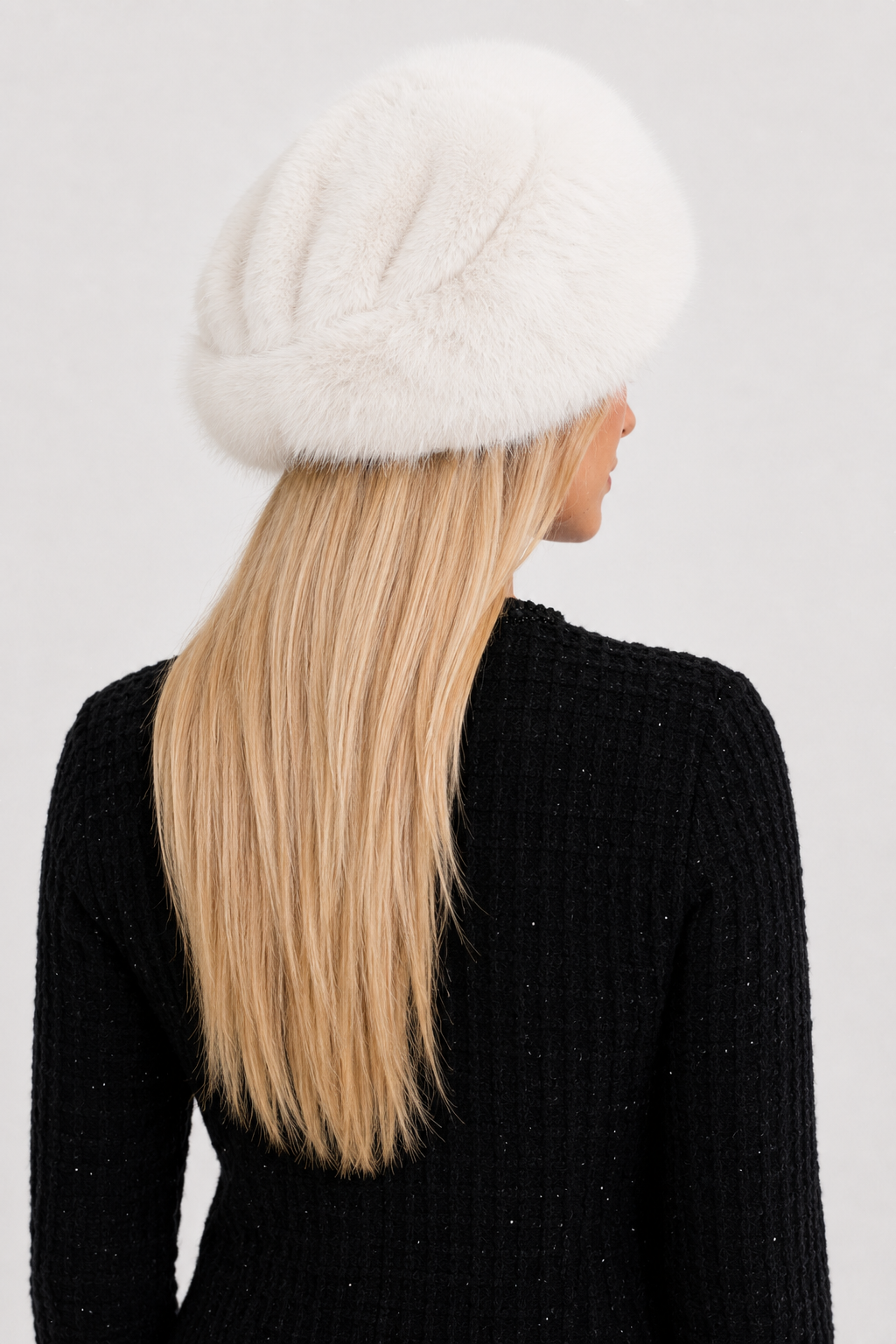 SOMBRERO DE PELO SINTÉTICO DE ALA ANCHA - BLANCO