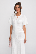 VESTIDO MAXI DE PUNTO BRILLANTE - BLANCO
