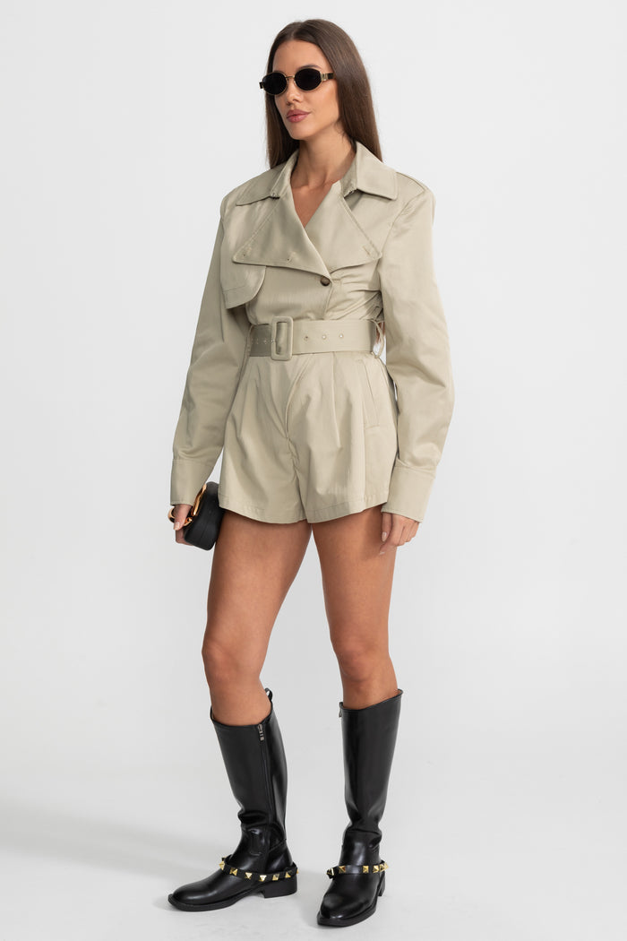 MONO TRENCH CON CINTURÓN - BEIGE