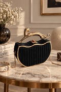 BOLSO TIPO CAJA METALIZADO CON DETALLE LEOPARDO - NEGRO