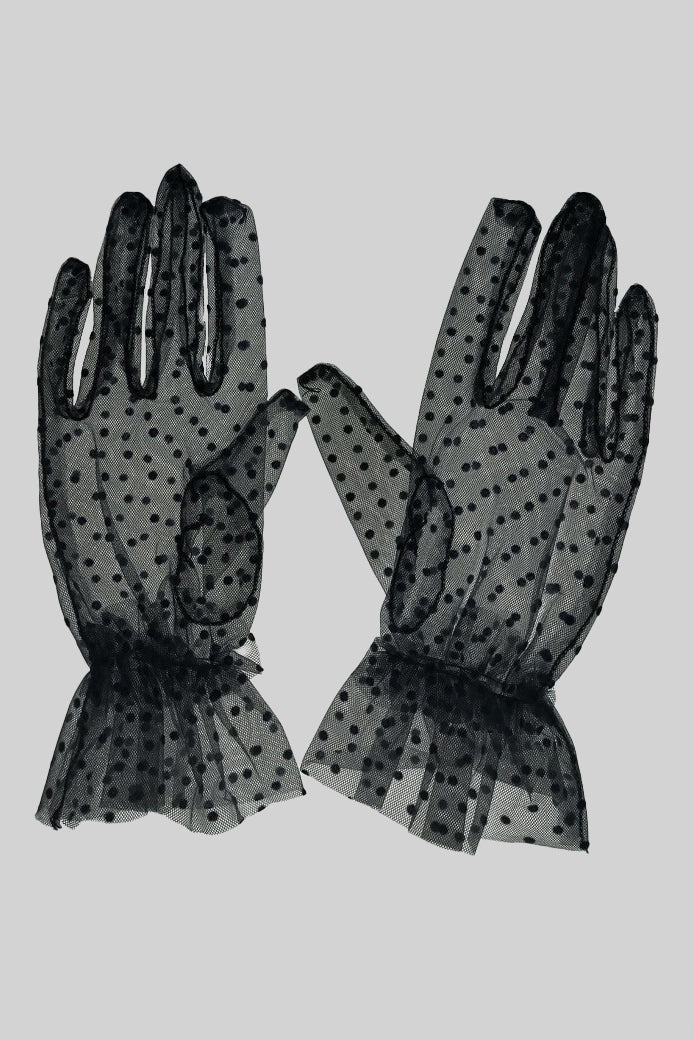 GUANTES TRANSPARENTES DE ENCAJE - NEGRO