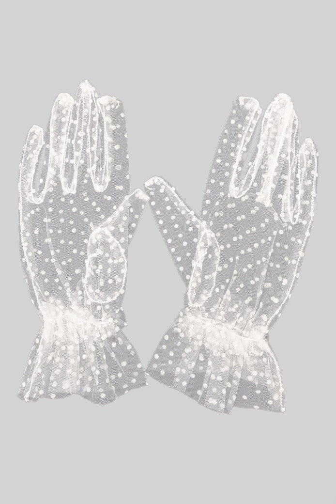 GUANTES TRANSPARENTES DE ENCAJE - BLANCO