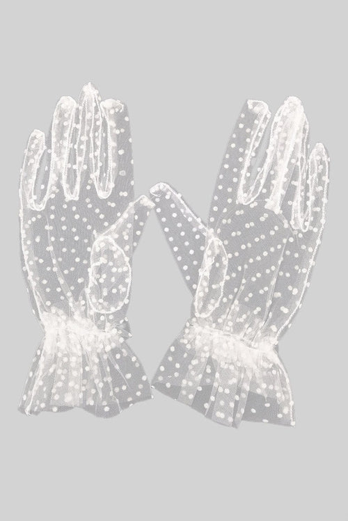 GUANTES TRANSPARENTES DE ENCAJE - BLANCO