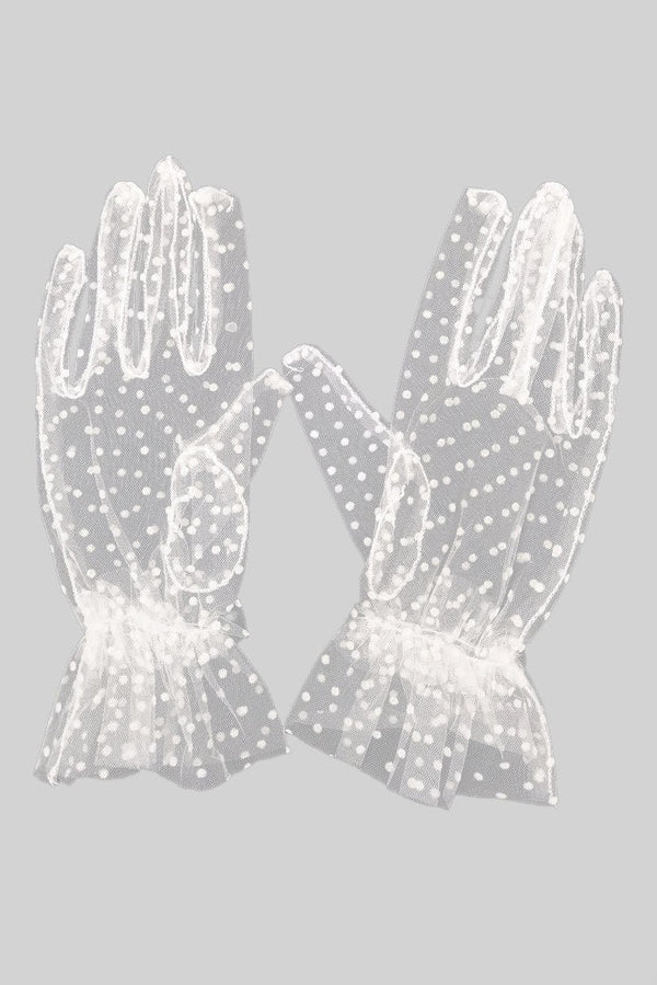 GUANTES TRANSPARENTES DE ENCAJE - BLANCO
