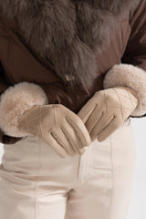 GUANTES ACOLCHADOS DE EFECTO ANTE CON PELO SINTÉTICO - BEIGE