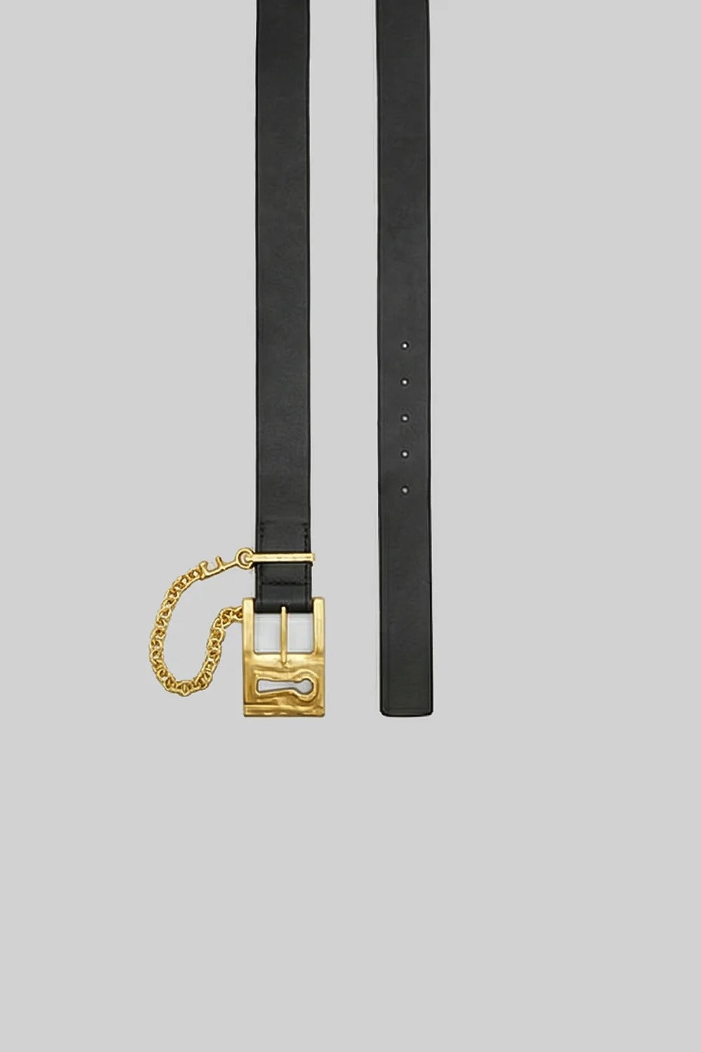 CINTURÓN CON HEBILLA OJO DE CERRADURA Y CADENA - NEGRO
