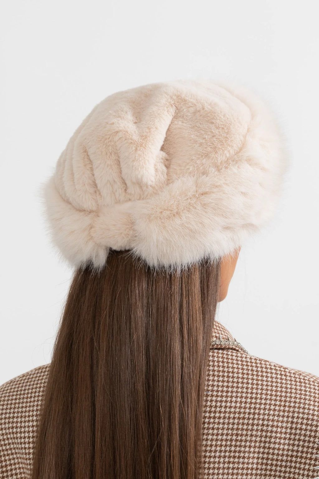 SOMBRERO DE PELO SINTÉTICO DE ALA ANCHA - MARFIL