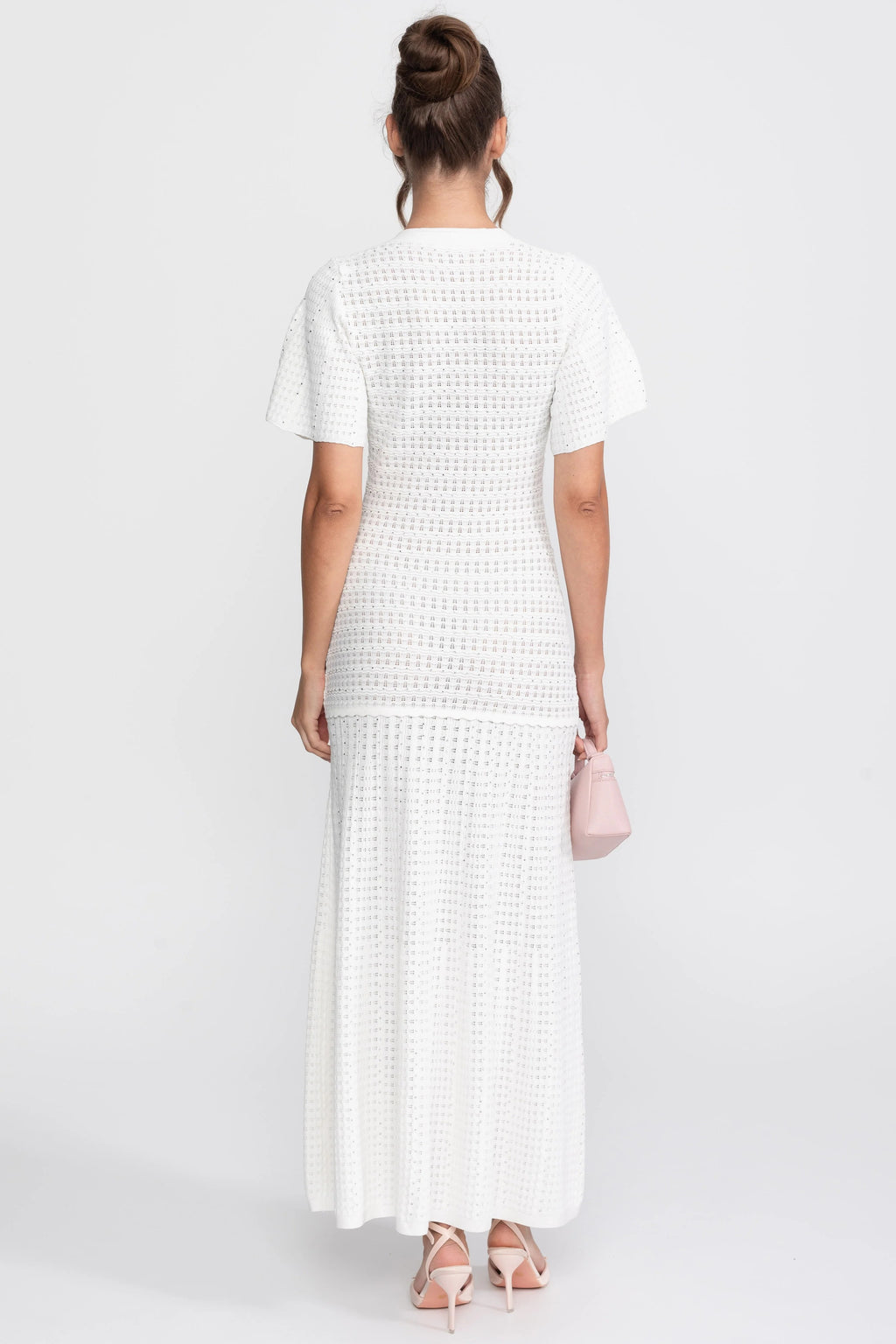 VESTIDO MAXI DE PUNTO BRILLANTE - BLANCO