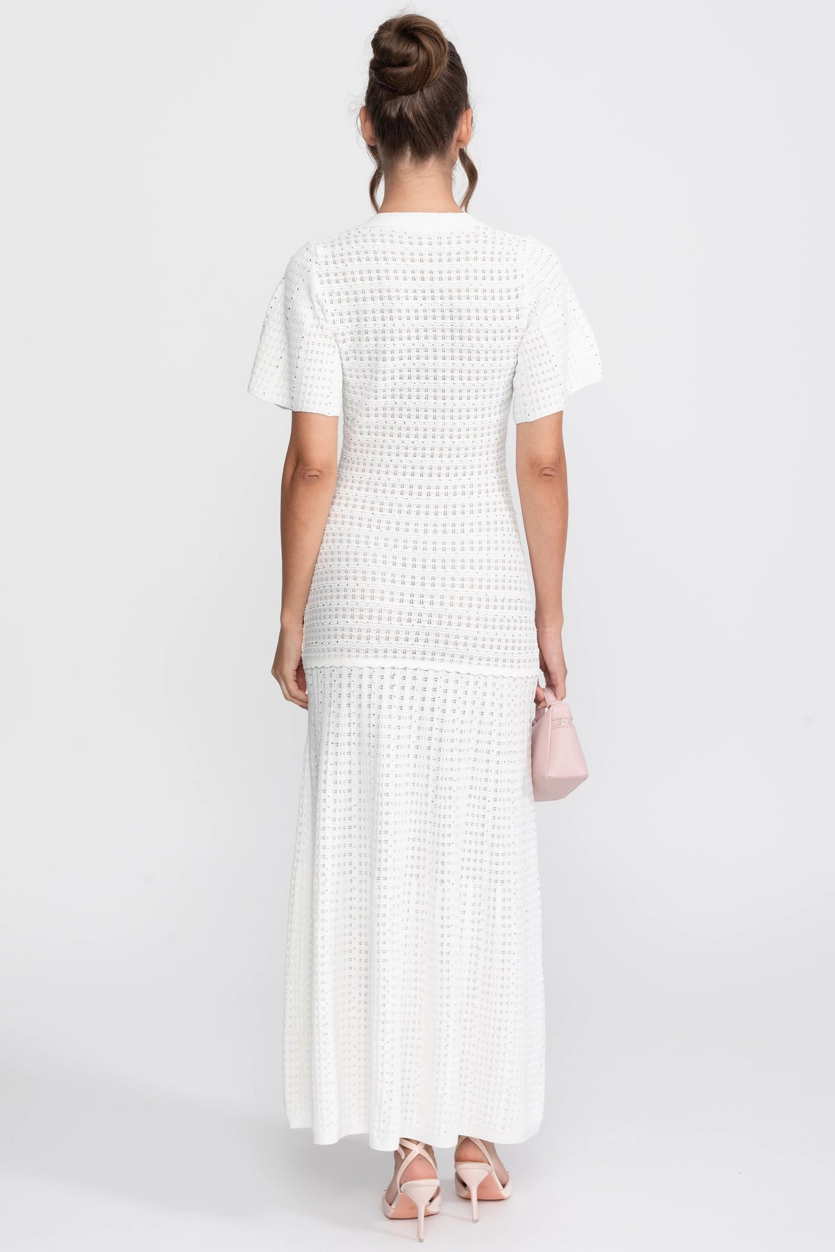 VESTIDO MAXI DE PUNTO BRILLANTE - BLANCO