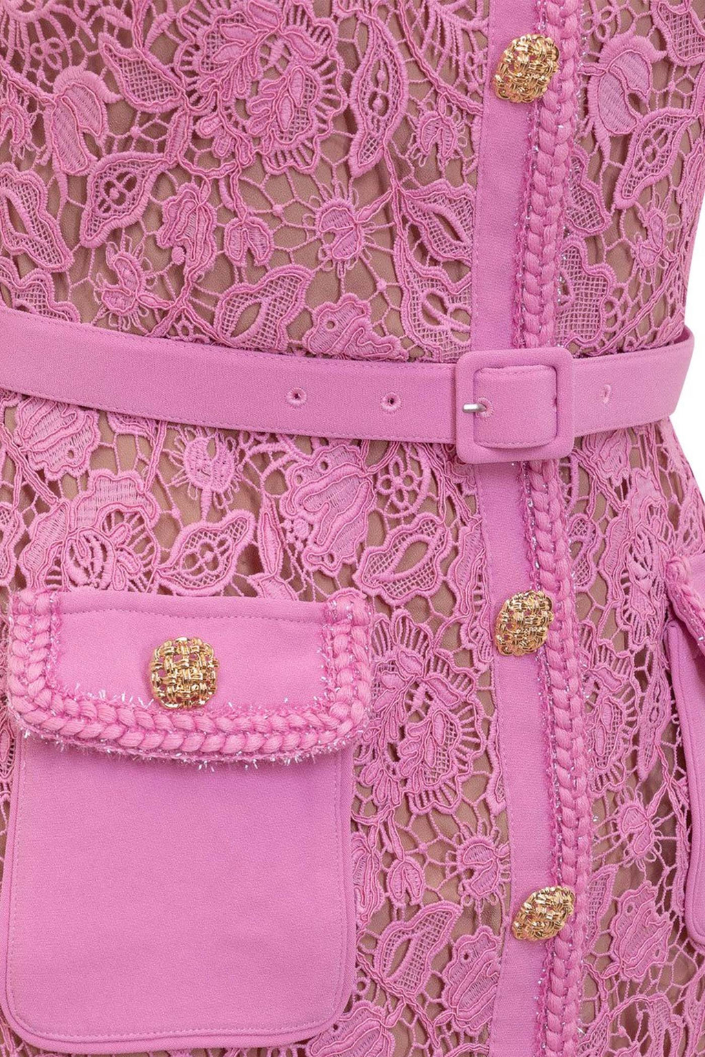 VESTIDO MIDI DE ENCAJE - ROSA