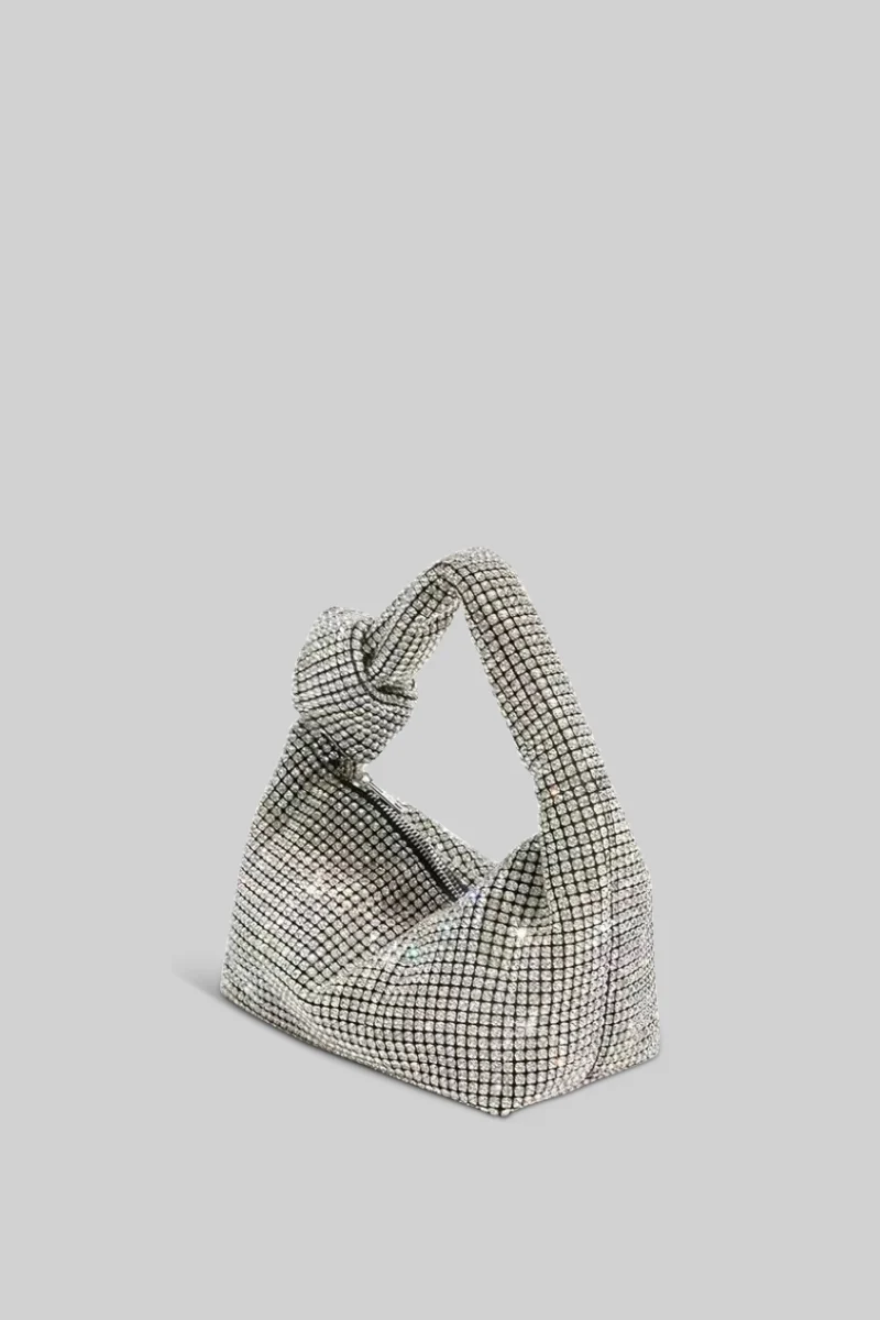 BOLSO TOTE METALIZADO CON LAZO - PLATA