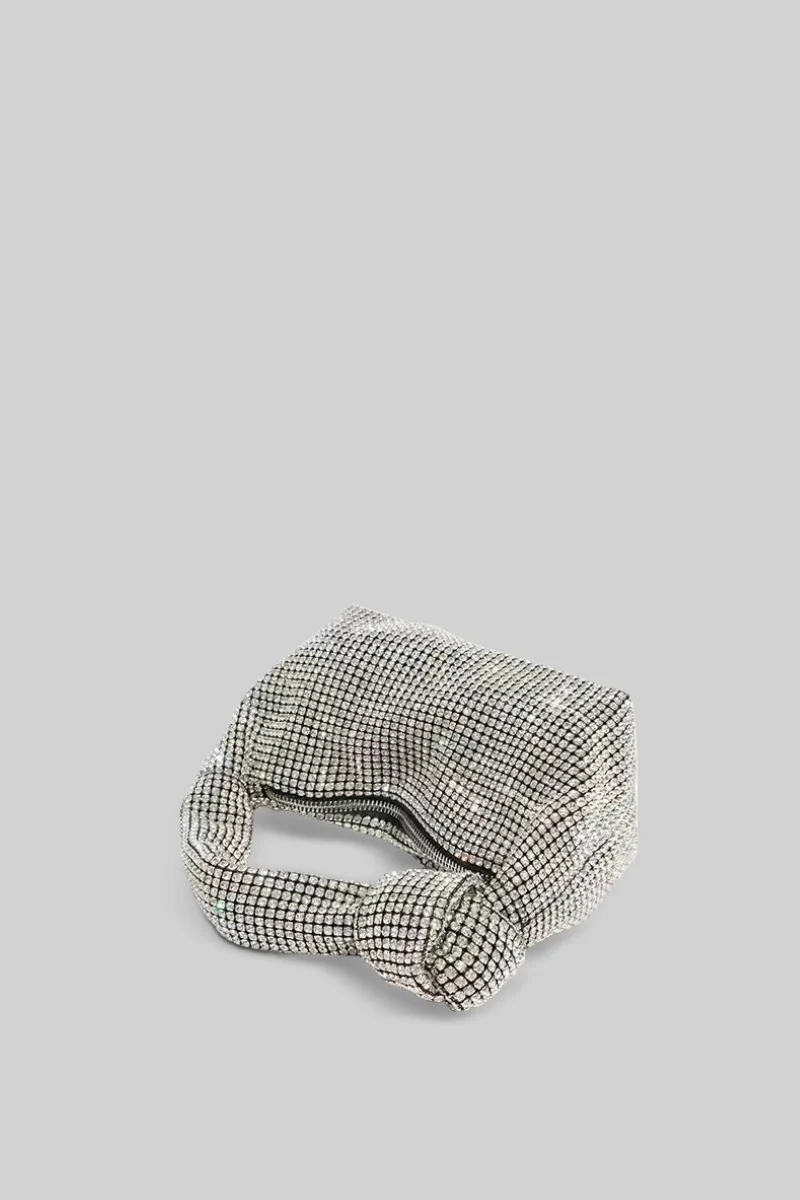 BOLSO TOTE METALIZADO CON LAZO - PLATA